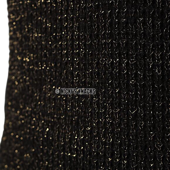 Nine West Lurex Sweater Dress Y2K Black Gold Cowl Neck Sparkle Party Mini Size S - Picture 5 of 11